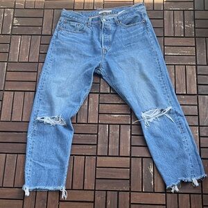 Levi's Light Blue Distressed Ankle Jeans